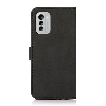 Matte leather phone wallet case with flip cover and camera cutout, dark color