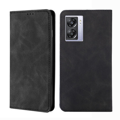 Black magnetic flip leather phone case with back camera window and speaker cutouts.