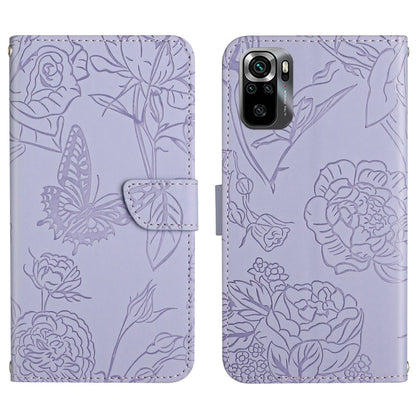 Lilac butterfly embossed leather flip phone case, front and back with card slot