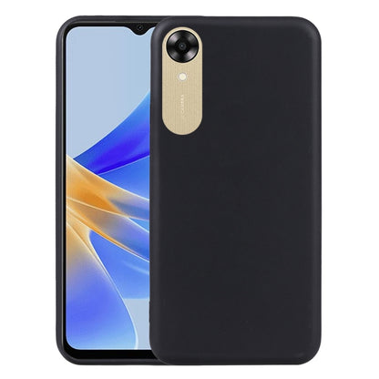 TPU phone case for OPPO A17k, black with gold camera panel cutout