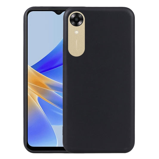 TPU phone case for OPPO A17k, black with gold camera panel cutout