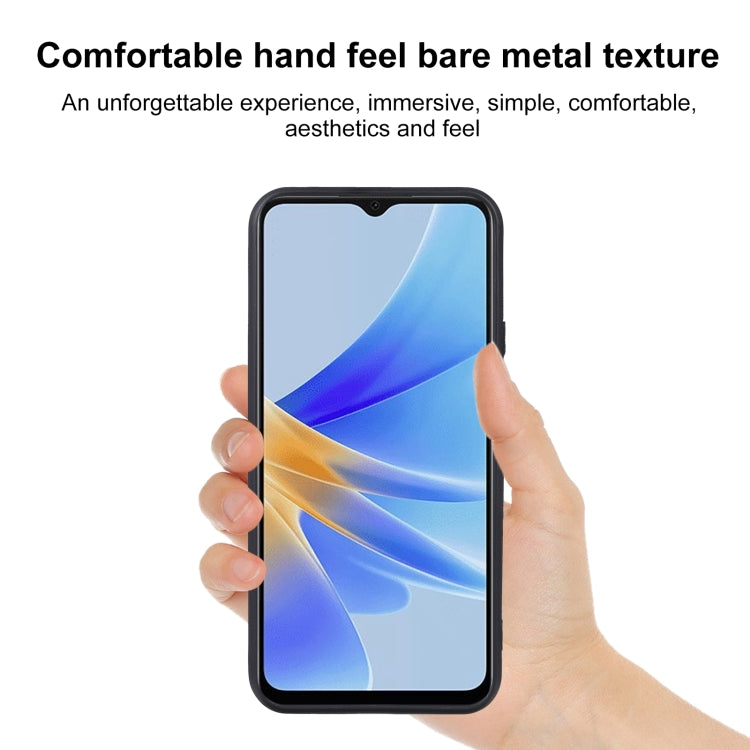 Black TPU phone case for OPPO A17k shown on a phone in hand