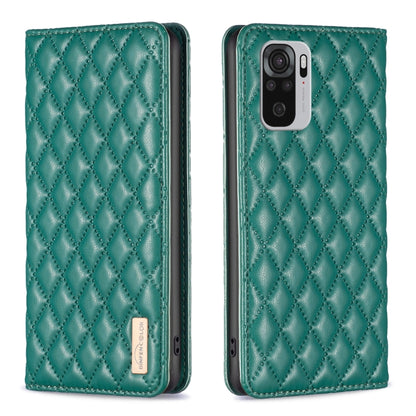 Green diamond lattice magnetic leather flip phone case