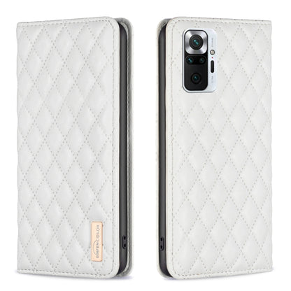 White diamond lattice magnetic leather flip phone case