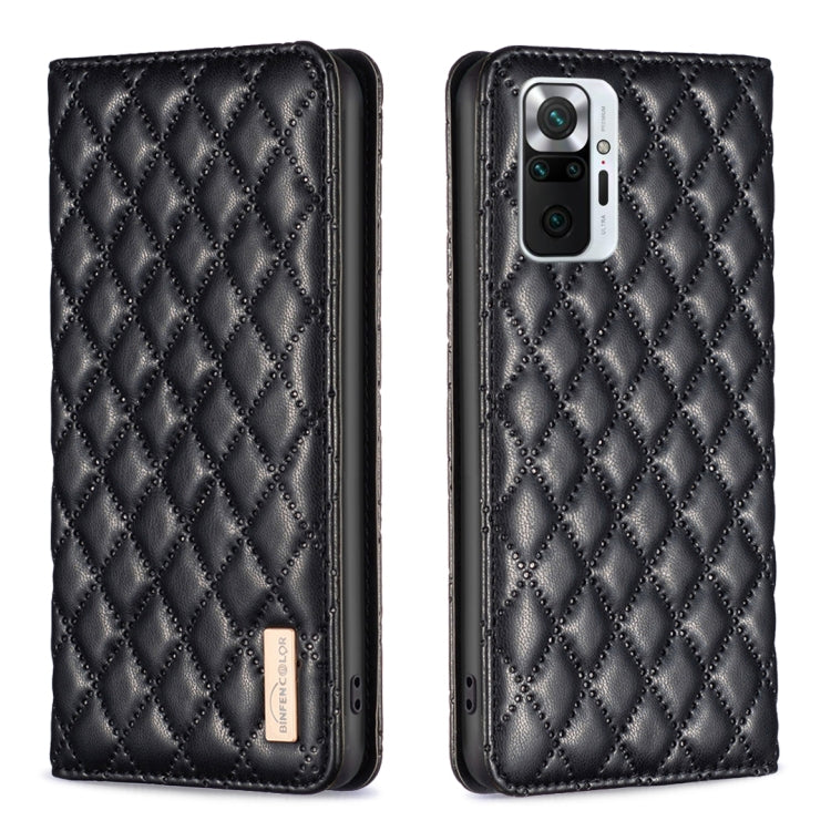 Black diamond lattice magnetic leather flip phone case with camera cutout