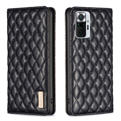 Black diamond lattice magnetic leather flip phone case with camera cutout