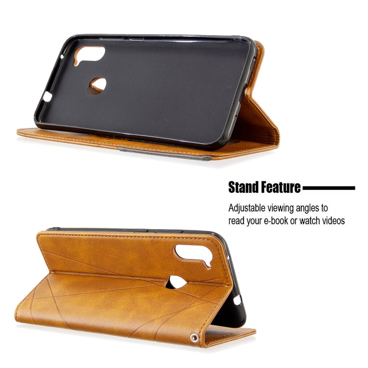 Orange leather wallet phone case with flip stand for viewing, rhombus texture, cutout