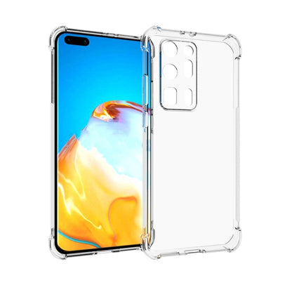 Transparent TPU protective phone case with raised edges and camera cutout, shockproof style