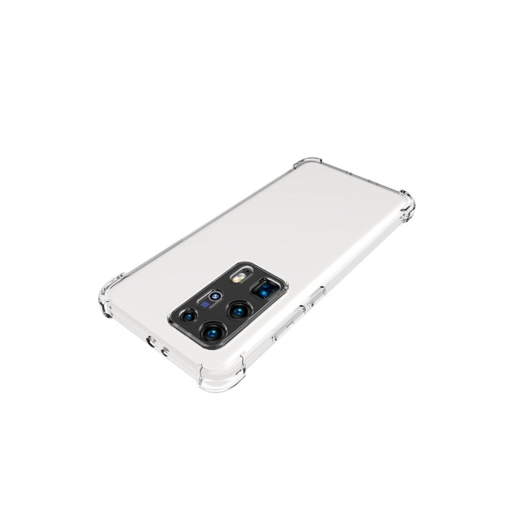 Clear TPU case, angled view showing camera cutout and flexible bumper corners