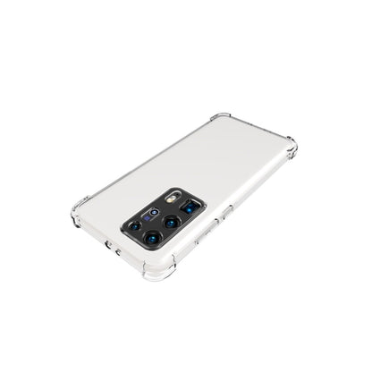 Clear TPU case, angled view showing camera cutout and flexible bumper corners