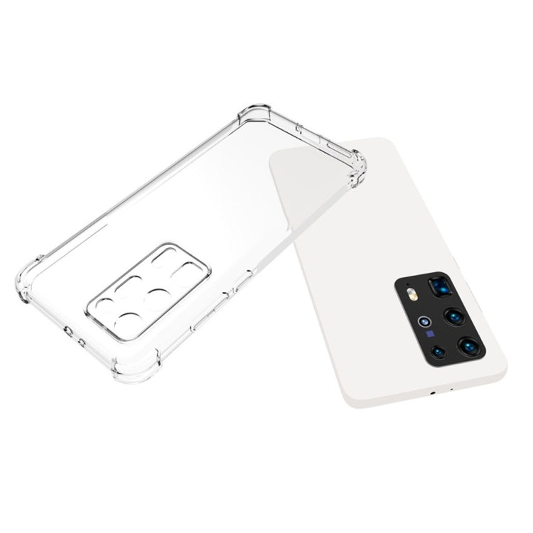 Transparent TPU case set with back cover showing camera openings and raised lip