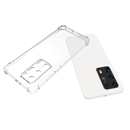 Transparent TPU case set with back cover showing camera openings and raised lip