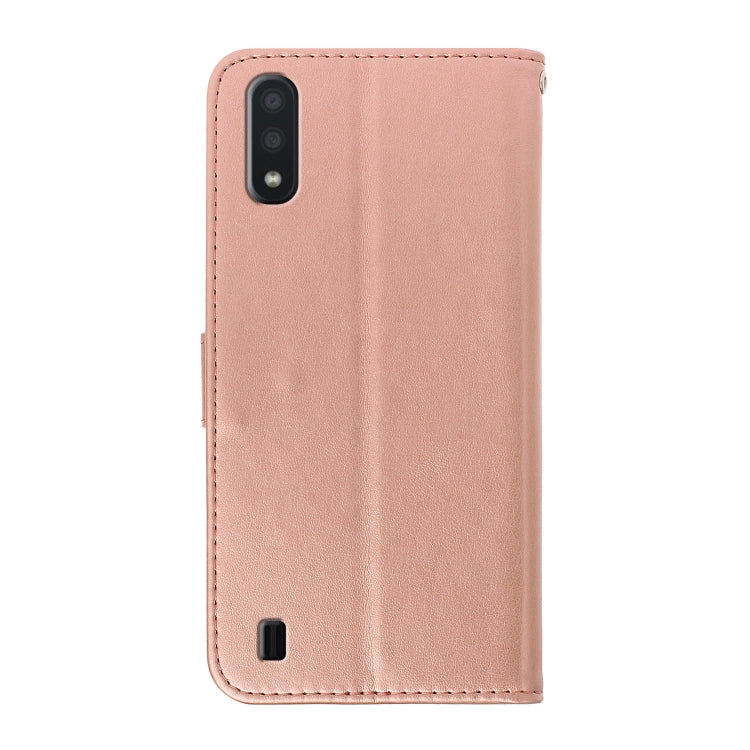 Rose gold leather phone case with vertical camera cutout and stitched edges