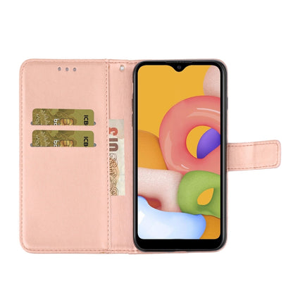 Rose gold leather phone wallet case with card slots and folding cover