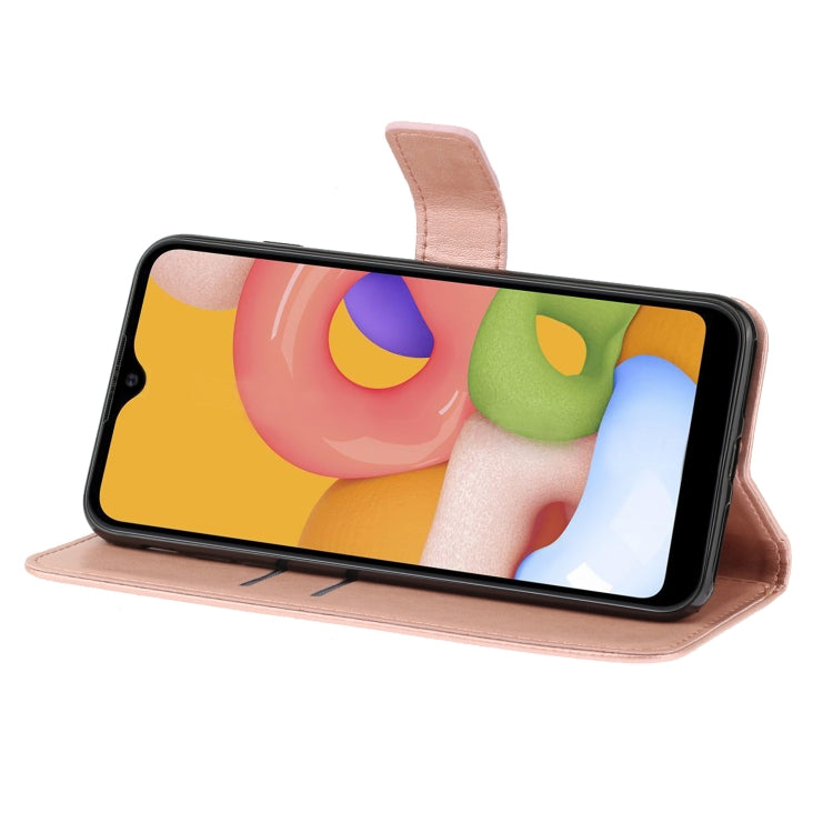 Rose gold leather phone wallet case with flip cover for stand viewing