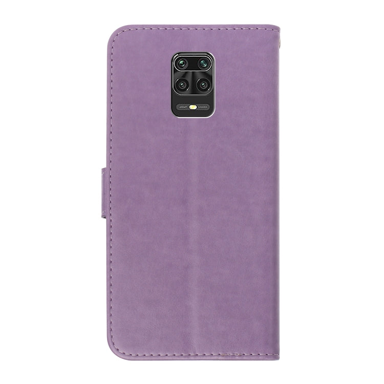 Purple leather phone wallet case back with camera cutout and side card slot