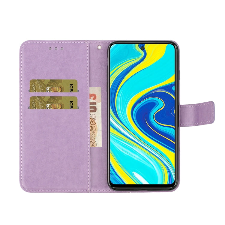 Purple leather wallet phone case open view with card holders and camera cutout
