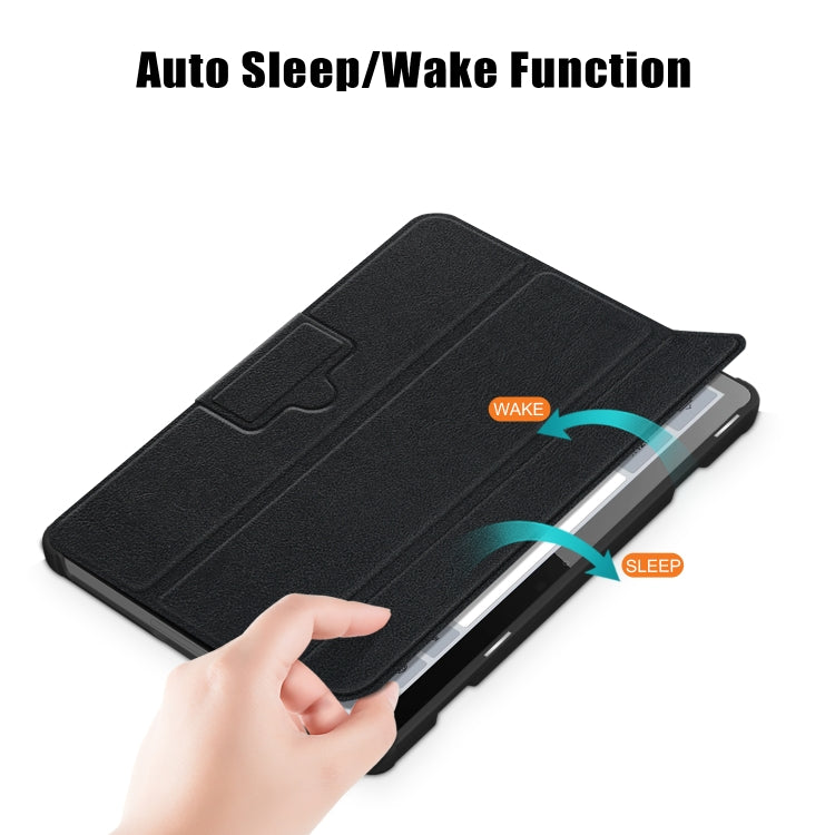 Black magnetic leather folio tablet case with stand and auto sleep/wake flap, for Lenovo Tab M10