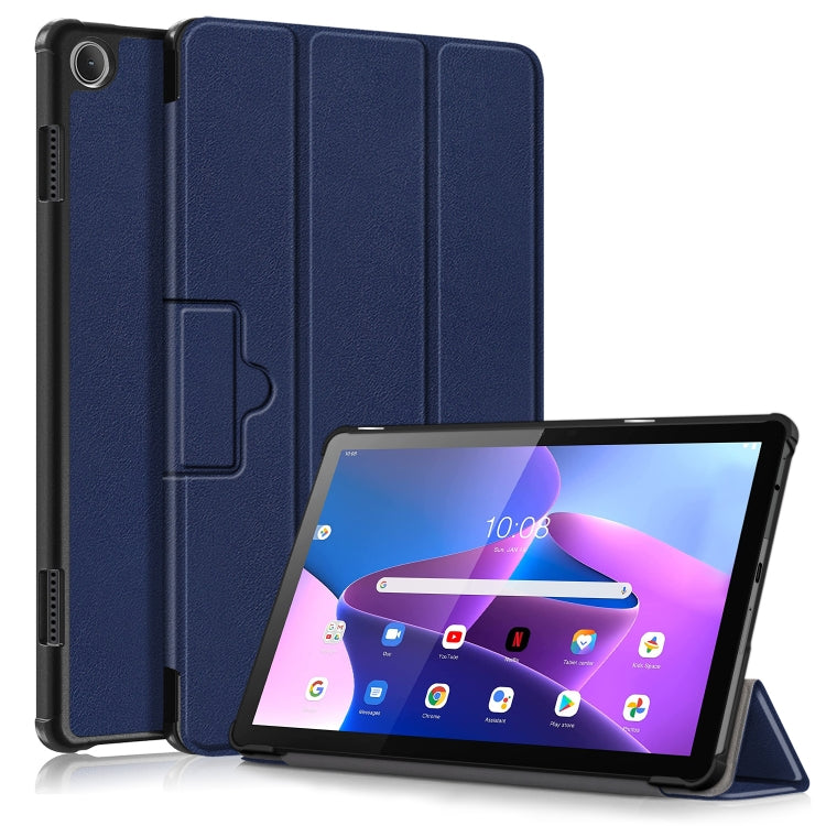Magnetic folio leather tablet case with stand, textured dark blue finish, for Lenovo Tab M10