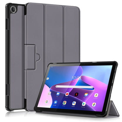 Magnetic folio leather tablet case with stand, textured grey finish, for Lenovo Tab M10