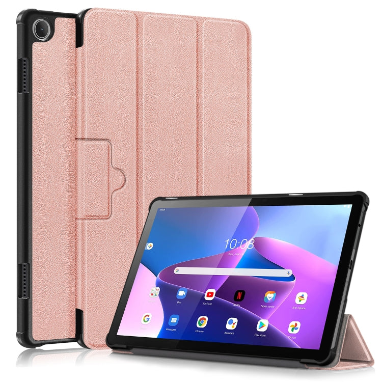 Magnetic folio leather tablet case with stand, textured rose gold finish, for Lenovo Tab M10
