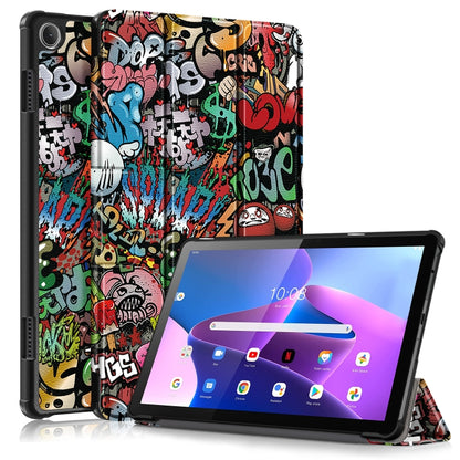 Magnetic 3-fold tablet case with colorful graffiti print and foldable viewing stand