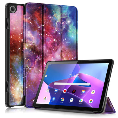 Magnetic 3-fold tablet case with multicolor galaxy pattern and front viewing stand