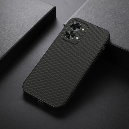 Black carbon-fiber texture PU phone case with camera and flash cutouts