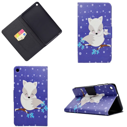 Fox folio tablet case with pen slot, card holder, and sleep cover (purple), stand view