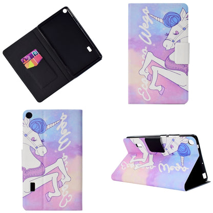 Unicorn printed tablet folio case with pen slot; back cover and kickstand