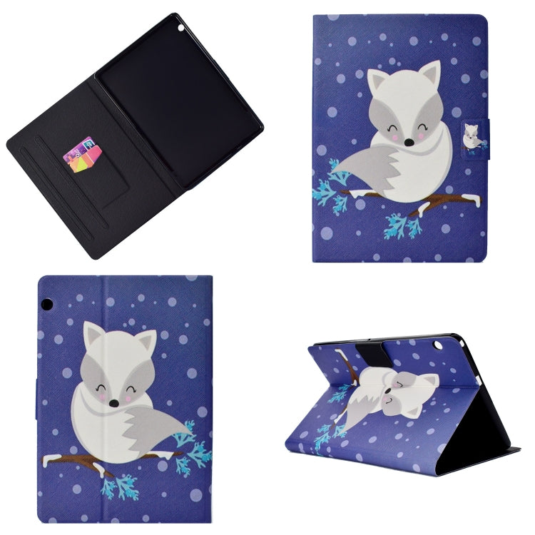 Purple fox folio tablet case with pen slot, card holder, and sleep cover, front and stand
