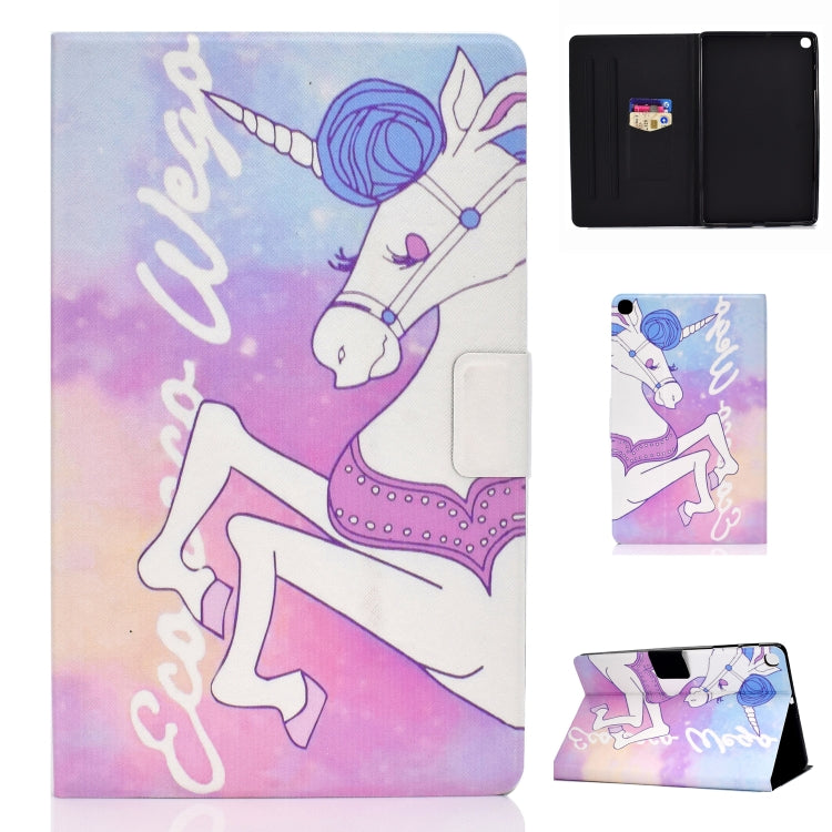 Unicorn folio tablet case with pen holder and sleep cover; front, back, and stand