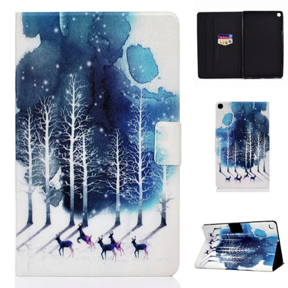 Blue forest patterned folio tablet case with built-in stand view and card pocket