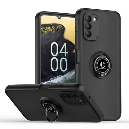 Black TPU+PC phone case with built-in ring holder and side protection