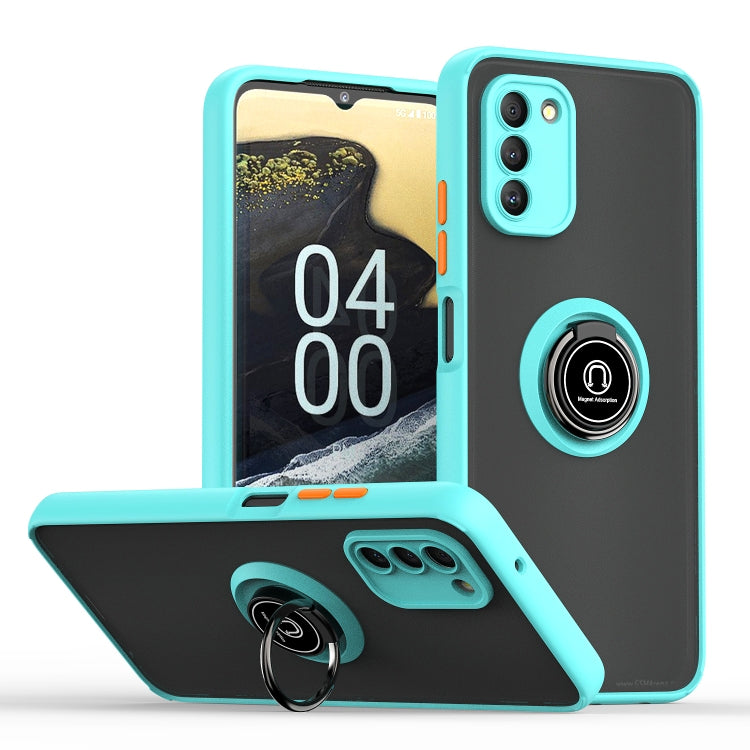 Sky blue TPU+PC phone case with ring holder and camera cutouts