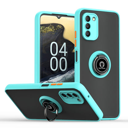 Sky blue TPU+PC phone case with ring holder and camera cutouts