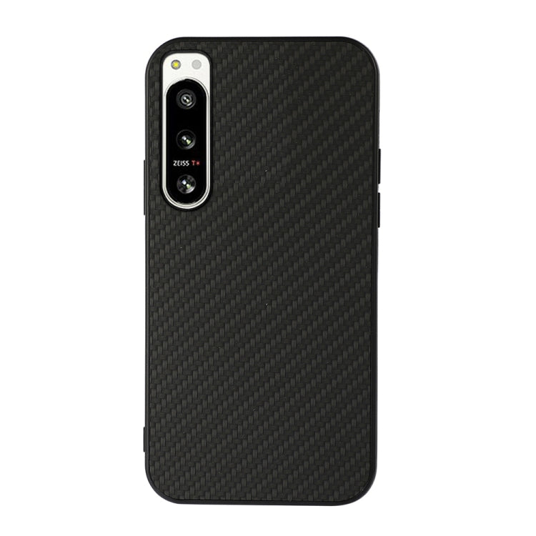 Black carbon fiber texture PU phone case with raised camera frame for Xperia 5 IV
