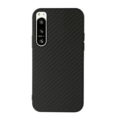 Black carbon fiber texture PU phone case with raised camera frame for Xperia 5 IV