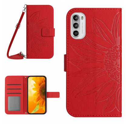 Skin Feel Sun Flower Pattern Flip Leather Phone Case with Lanyard, For Motorola Moto G82 5G/G52 4G/G71S, For Motorola Moto G100, For Motorola Moto G200 5G