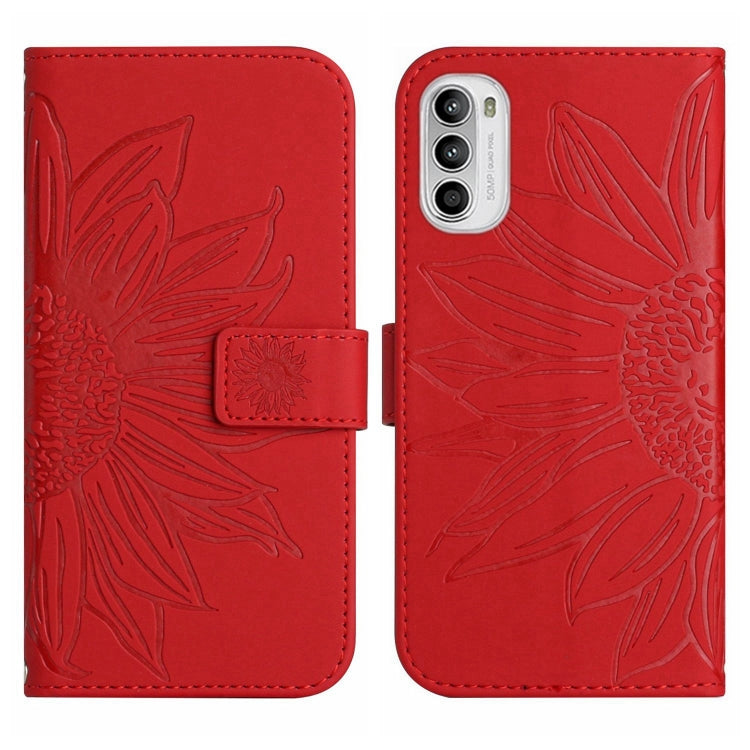 Skin Feel Sun Flower Pattern Flip Leather Phone Case with Lanyard, For Motorola Moto G82 5G/G52 4G/G71S, For Motorola Moto G100, For Motorola Moto G200 5G