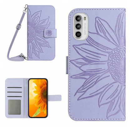 Skin Feel Sun Flower Pattern Flip Leather Phone Case with Lanyard, For Motorola Moto G82 5G/G52 4G/G71S, For Motorola Moto G100, For Motorola Moto G200 5G