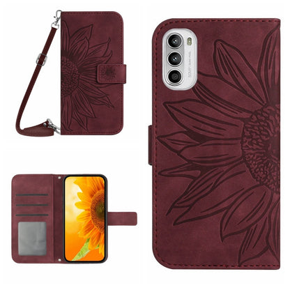 Skin Feel Sun Flower Pattern Flip Leather Phone Case with Lanyard, For Motorola Moto G82 5G/G52 4G/G71S, For Motorola Moto G100, For Motorola Moto G200 5G