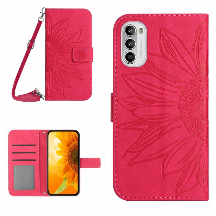Skin Feel Sun Flower Pattern Flip Leather Phone Case with Lanyard, For Motorola Moto G82 5G/G52 4G/G71S, For Motorola Moto G100, For Motorola Moto G200 5G