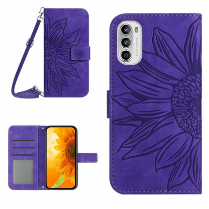 Skin Feel Sun Flower Pattern Flip Leather Phone Case with Lanyard, For Motorola Moto G82 5G/G52 4G/G71S, For Motorola Moto G100, For Motorola Moto G200 5G