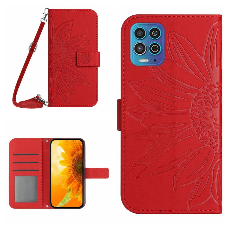 Skin Feel Sun Flower Pattern Flip Leather Phone Case with Lanyard, For Motorola Moto G82 5G/G52 4G/G71S, For Motorola Moto G100, For Motorola Moto G200 5G