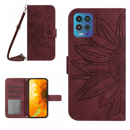 Skin Feel Sun Flower Pattern Flip Leather Phone Case with Lanyard, For Motorola Moto G82 5G/G52 4G/G71S, For Motorola Moto G100, For Motorola Moto G200 5G