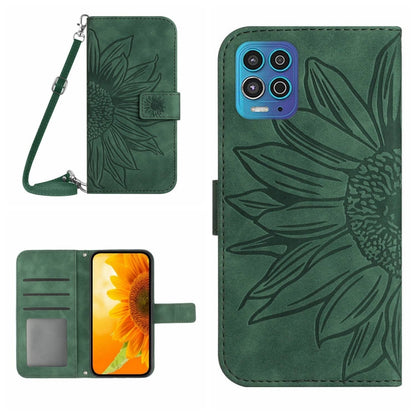 Skin Feel Sun Flower Pattern Flip Leather Phone Case with Lanyard, For Motorola Moto G82 5G/G52 4G/G71S, For Motorola Moto G100, For Motorola Moto G200 5G