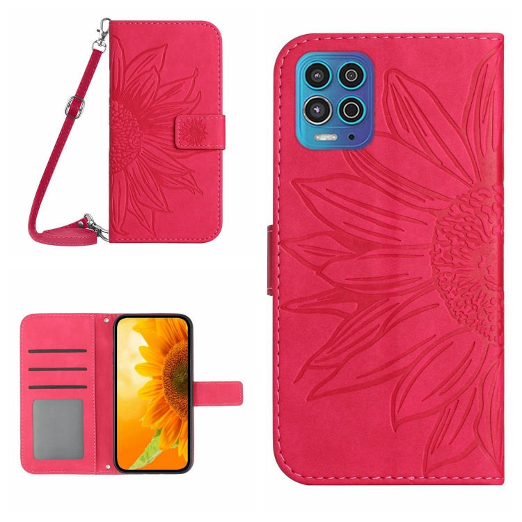 Skin Feel Sun Flower Pattern Flip Leather Phone Case with Lanyard, For Motorola Moto G82 5G/G52 4G/G71S, For Motorola Moto G100, For Motorola Moto G200 5G