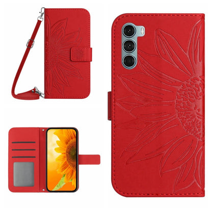 Skin Feel Sun Flower Pattern Flip Leather Phone Case with Lanyard, For Motorola Moto G82 5G/G52 4G/G71S, For Motorola Moto G100, For Motorola Moto G200 5G