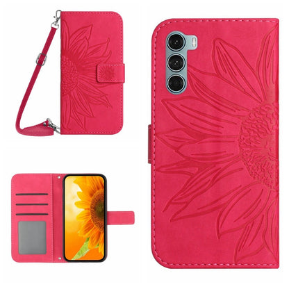 Skin Feel Sun Flower Pattern Flip Leather Phone Case with Lanyard, For Motorola Moto G82 5G/G52 4G/G71S, For Motorola Moto G100, For Motorola Moto G200 5G